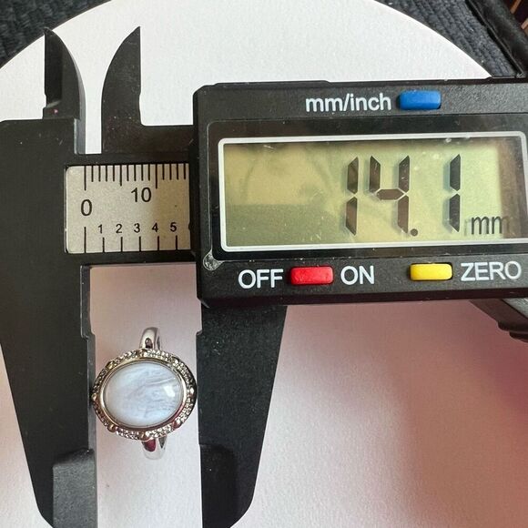 Blue Lace Agate Ring Size 7 Adjustable - Picture 11 of 13